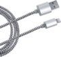 Eaxus®️ iPhone Daten-/Ladekabel Lightning auf USB-A, geflochten, 3 Meter, Silber.